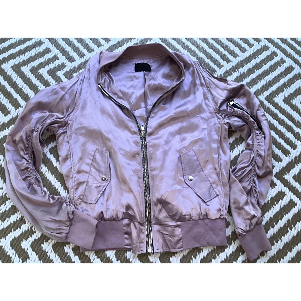 RtA (Road to Awe) Silk Bomber Jacket Mauve Pink Medium